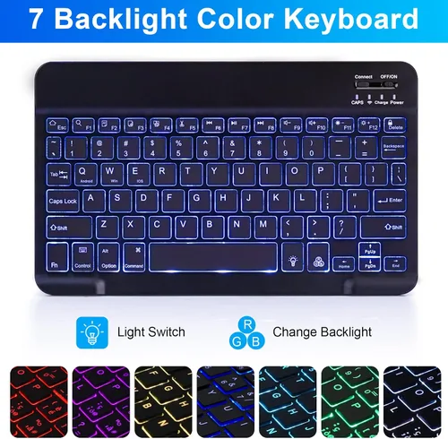 Vista 7 de SOPPY Teclado retroiluminado de 7 colores con mouse para Samsung Galaxy Tab S6 Lite de 10.4 pulgadas 2022/2020 (SM-P610/P613/P615/P619), funda