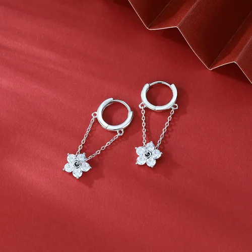 Vista 5 de SLUYNZ Aretes colgantes de plata de ley con circonita cúbica para mujer, aretes de aro con borla