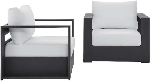 Vista 8 de Modway Tahoe - Juego de 2 piezas de aluminio para patio, color gris carbón carbón gris