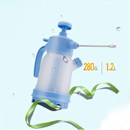 Vista 5 de Regadera de flores de 1.2 l/0.31 galones, pulverizador de mano para jardín, bomba de agua, rociadores a presión con varita de pulverización extra