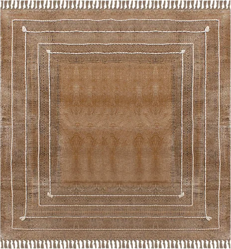 Vista 13 de Kilim Alfombra de Área 2x3 pies, color marrón bronce, diseño abstracto, estampado a mano en bloque, algodón Dhurrie, lavado a mano en superficie