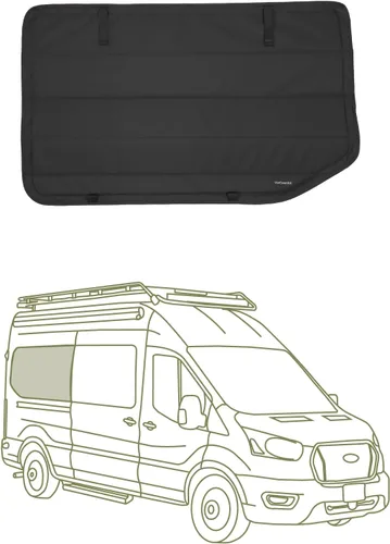 Vista 41 de Cubierta opaca aislante para ventana diseñada para Ford Transit alto/medio, borde de plástico completo de 130 pulgadas de longitud, ventana trasera