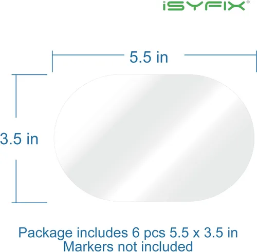 Vista 2 de iSYFIX Notas magnéticas de pizarra blanca de borrado en seco, elipse, 5.5 x 3.5 pulgadas, paquete de 6