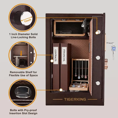 Vista 5 de TIGERKING Caja Fuerte Grande de Servicio Pesado, Caja Fuerte Digital de Seguridad para el Hogar de 3.47 Pies Cúbicos con Cerradura de Combinación