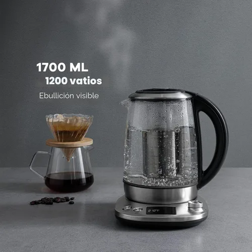 Vista 8 de Mecity Hervidor de té eléctrico con infusor extraíble, 9 programas de preparación preestablecidos, control de temperatura, 2 horas para mantener