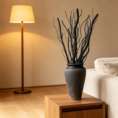 Vista 5 de 15Pcs Dried Curly Willow Branches Dark Brown Dried Twigs Vase Rustic Decor