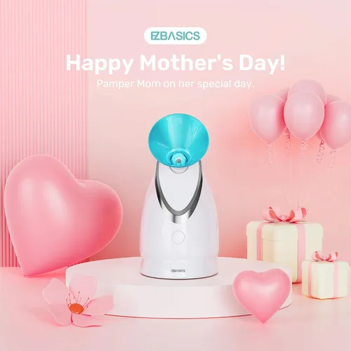 Vista 2 de EZBASICS Vaporizador facial iónico para el hogar, humidificador de niebla cálida atomizador para cara, sauna, spa, senos nasales, hidratación