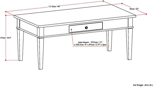 Vista 2 de SIMPLIHOME Carlton Mesa de café – Mesa de cóctel de transición de madera maciza de 44 pulgadas de ancho en marrón tabaco oscuro, mesa clásica