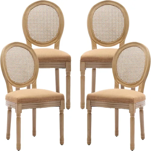 Vista 46 de ODUSE-DAILY French Country - Juego de 2 sillas de comedor de color caramelo, sillas de cocina y comedor, sillas de cocina de piel sintética, Ámbar