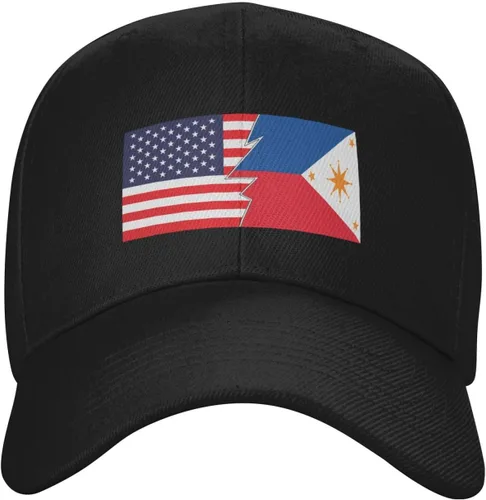 Vista 2 de Flag of Negros Republic and America Baseball Cap for Men Women Hat Adjustable Solid Color Trucker Hats
