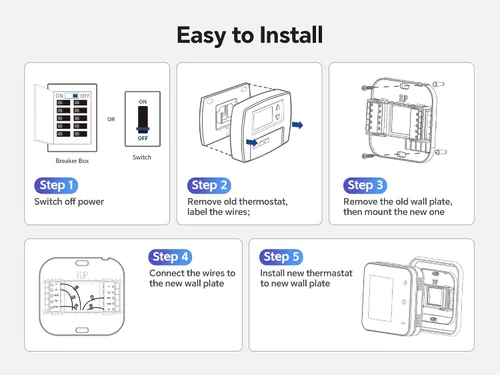 Vista 11 de Termostato Vine para el hogar con pantalla táctil a color, termostato inteligente WiFi compatible con Alexa y Google Assistant, programable para 7