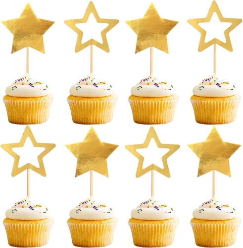 Vista 8 de 30 piezas de decoración de cupcakes de estrella pequeña con centelleantes para cupcakes, compromiso, novia, baby shower, boda, fiesta de cumpleaños
