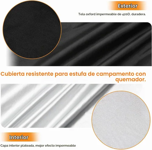 Vista 3 de Luxiv - Cubiertas negras de patio para estufa de campamento de 2 quemadores, cubierta resistente para estufa de campamento de 2 quemadores, cubierta