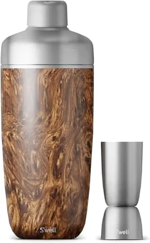 Vista 6 de S'well Juego de coctelera de acero inoxidable con jigger, 18 onzas, sumergido metálico, recipiente aislado al vacío de triple capa mantiene