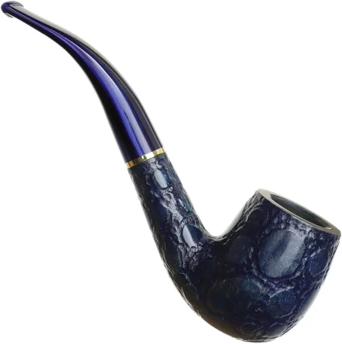 Vista 5 de Savinelli Pipes Alligator Collection 606 KS Bent Billar - Colorido tubo de madera italiana teñido a mano, hecho a mano en Italia, 0.236 in (azul)