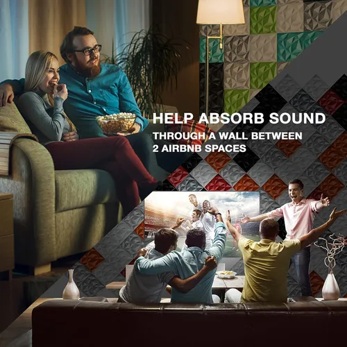 Vista 2 de Sonic Acoustics - Paquete de 12 paneles de absorción acústica de 12 x 12 x 0,4 pulgadas, aislamiento de insonorización único en 3D, utilizado