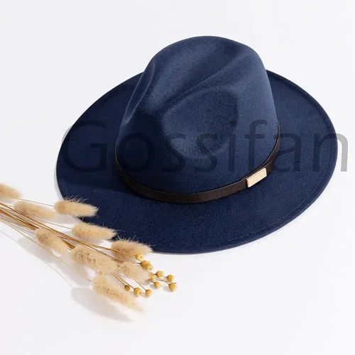 Vista 87 de Sombreros Fedora para hombre, sombrero Panamá de ala ancha con cinturón clásico Unisex Felt Fedora, Adjustable Fit, Breathable Sweatband, All-Day