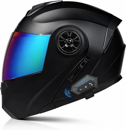 Vista 15 de Casco Modular de Motocicleta Bluetooth Aprobado DOT/ECE de Cara Completa Abatible Anti-Empañamiento Doble Visera Casco con Altavoz Dual Incorporado
