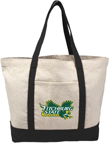 Vista 330 de Campus Lab Bolsa de lona con logotipo primario colegiado con bolsillo externo, bolsa de hombro reutilizable para ir de compras, playa Águilas A&m