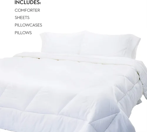 Vista 4 de MALOUF Juego completo de ropa de cama reversible para cama individual-Pacífico/Ceniza