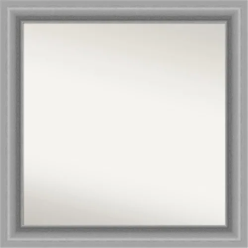 Vista 370 de Amanti Art Espejo de baño plateado para sobre fregadero, 26 x 26 pulgadas, espejo cuadrado de níquel pulido, marco de madera tradicional mediano, se