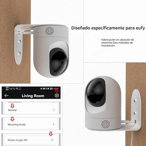 Vista 2 de Soporte de pared metálico para Eufy Security Indoor Cam E220 y Eufy P24