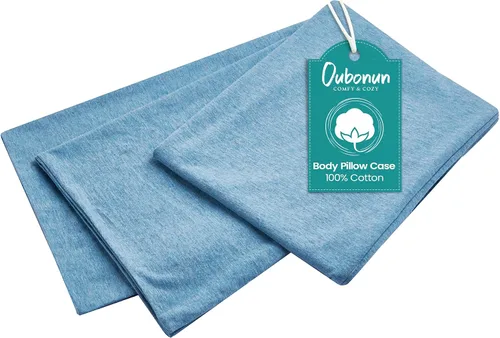 Vista 9 de Oubonun Funda de almohada corporal 100% algodón jersey con cremallera, funda de almohada extraíble suave de lujo, larga y esponjosa, de punto