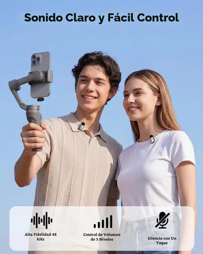 Vista 4 de ZealSound Mini micrófono inalámbrico Lavalier para iPhone, iPad, tabletas Android, PC (USB-C/Lightning), reducción de ruido/duración de la batería
