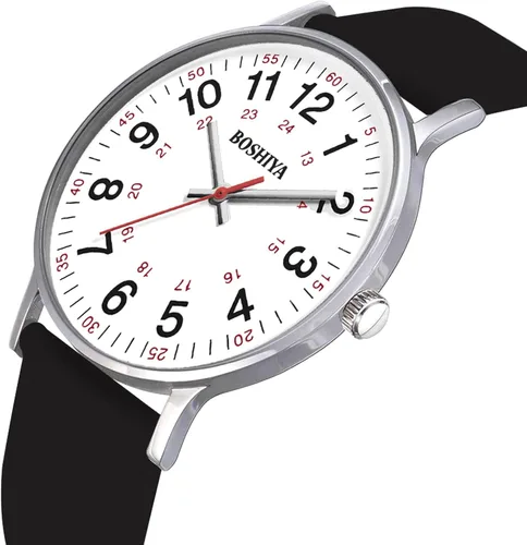 Vista 5 de BOSHIYA Mujer Easy Reader 1.417 in Reloj Correa de cuero Relojes (blanco)