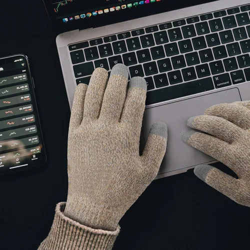 Vista 4 de Achiou Winter Gloves for Men and Women, Touchscreen Soft Knit Gloves Camello almendra