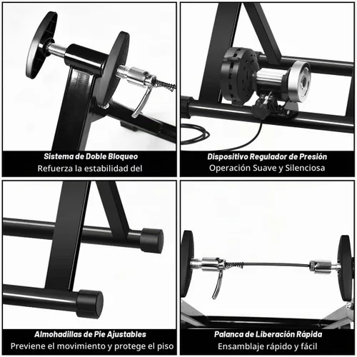 Vista 3 de Soporte de bicicleta de interior para ejercicio, convertidor de bicicleta estacionario de reducción de ruido, entrenador de bicicleta de resistencia