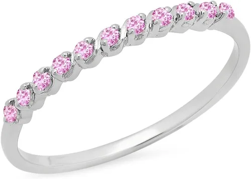 Vista 14 de Dazzlingrock Collection Anillo apilable de plata de ley para mujer, 0.12 quilates (ctw)