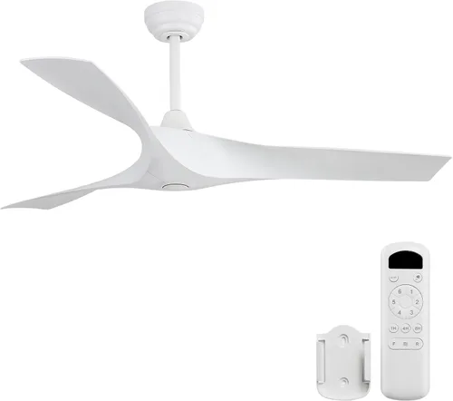 Vista 11 de Sofucor Ventilador de techo de 52 pulgadas sin luz, moderno ventilador de techo de hélice con 3 aspas ABS, motor de CC silencioso, 6 velocidades