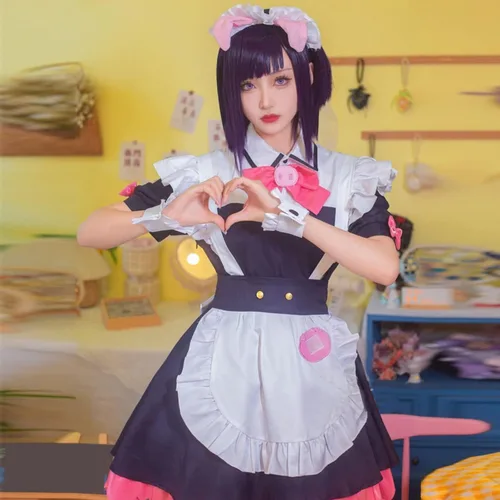 Vista 6 de EROOLU Akiba Maid War Cosplay Cat Maid Maid Outfit Nagomi Cosplay Maid Sensou Disfraz Lolita Sirvienta Vestido