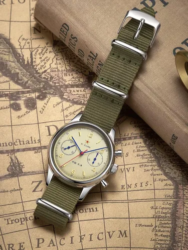Vista 8 de HEMUDU Seagull 1963 - Reloj mecánico para hombre, cronógrafo piloto, cuerda manual, st1901, 1.57 pulgadas, 1.57 pulgadas, aviador, retro, zafiro