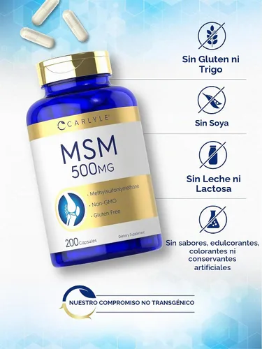Vista 4 de Carlyle MSM Suplemento Cápsulas 500mg 200