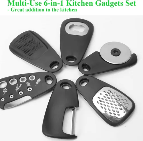 Vista 2 de 2 Pack Kitchen Gadgets Set 12 Pieces, Space Saving Cooking Tools Kitchen Accessories-Garlic Grinder, Cheese Grater, Vegetable Peeler, Pizza Cutter