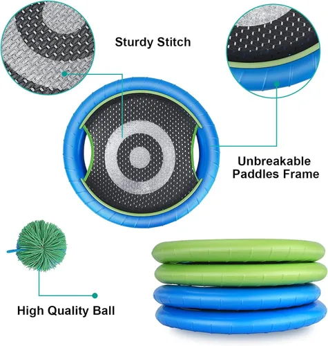 Vista 7 de WIn SPORTS Disco de paletas de trampolín, juego para interiores y exteriores para 4 jugadores, juego de campamento para niños, adultos, parejas