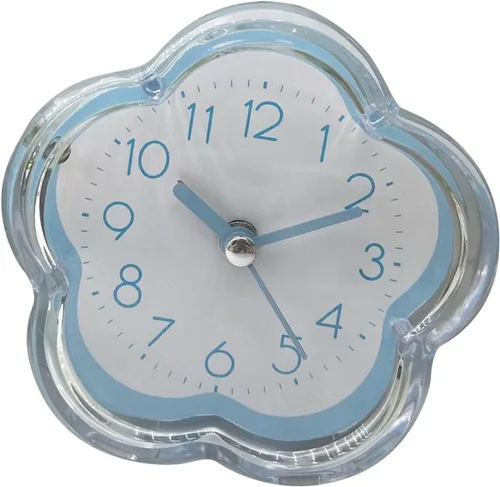 Vista 9 de Reloj despertador, lindo reloj despertador en forma de flor, silencioso, de bajo ruido, transparente, pequeño reloj despertador para sala de estar