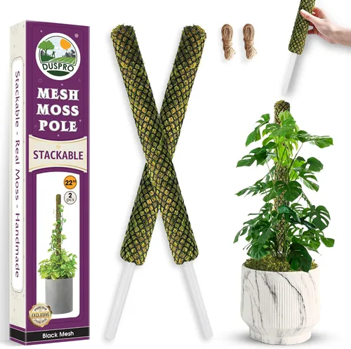 Vista 16 de DUSPRO Poste de musgo de malla apilable para plantas trepadoras, soporte de enredadera Monstera, para plantas de interior, palo extensible para 2