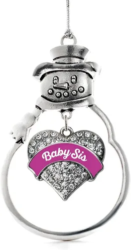 Vista 85 de Inspired Silver - Big Sis - Adorno de Navidad plateado - Adorno de árbol de Navidad con dije de corazón con circonita cúbica - Decoración colgante