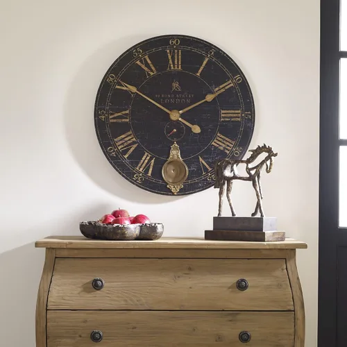 Vista 2 de Uttermost Bond Street - Reloj de pared redondo de péndulo negro de 30 pulgadas de ancho
