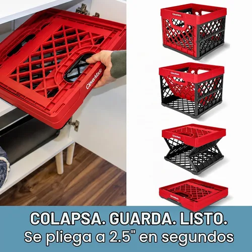 Vista 8 de CleverMade - Cajas de leche plegables para almacenamiento, 25 L, 1 paquete, 50 libras, color rojo
