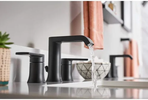 Vista 3 de Moen 84763BL Genta Grifo de baño de 2 manijas de 8 pulgadas en negro mate