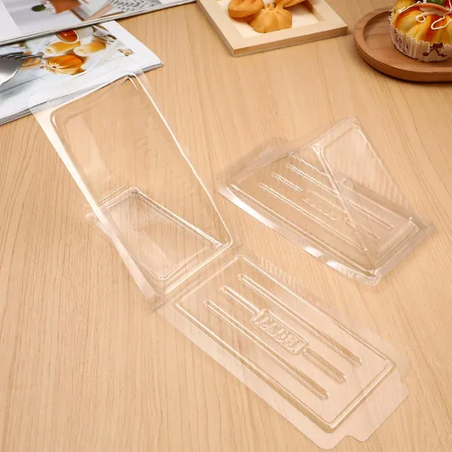 Vista 7 de Cabilock Caja de embalaje de sándwich de plástico transparente Contenedor de comida triangular de 5.9 pulgadas para pastel mousse panadería