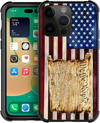 Vista 11 de Funda compatible con iPhone 14 Pro, fundas para mujeres y niñas, cielo azul, flor, luna y mariposa