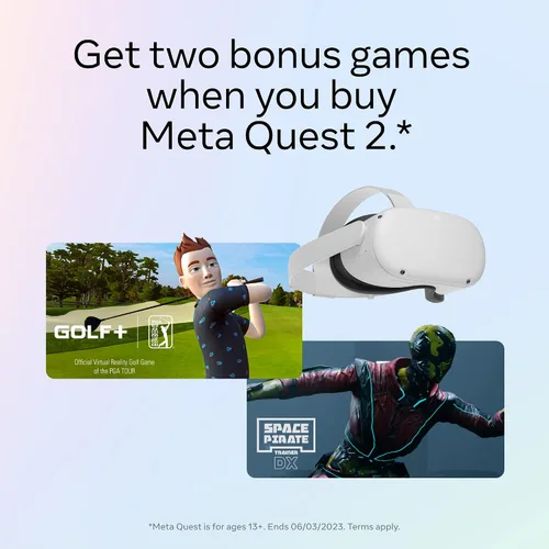 Vista 2 de Meta Quest 2 Advanced All-In-One Virtual Reality Headset 256 GB Get Meta Quest 2 with GOLF and Space Pirate Trainer DX included