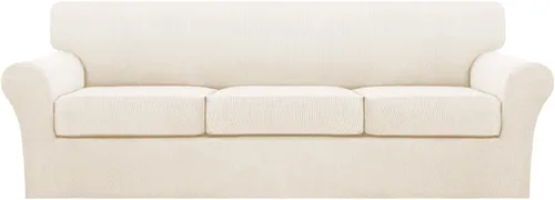 Vista 37 de Turquoize 2 fundas para sillas de sala de estar, funda de sofá con fundas de cojín individuales, funda de muebles para sillas (silla, beige biscotti)