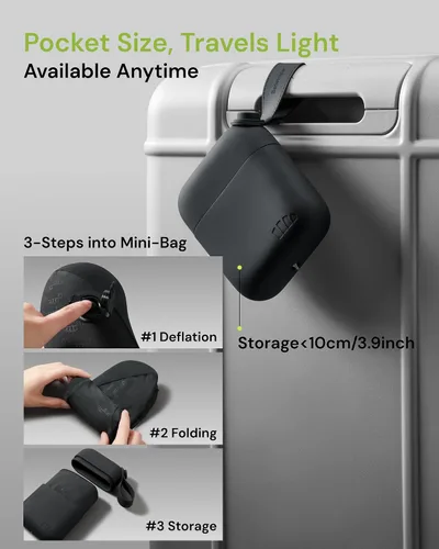 Vista 6 de BENEUNDER Almohada de cuello de viaje para avión, almohada inflable compacta de 360 ° de apoyo para la cabeza, cómoda funda transpirable