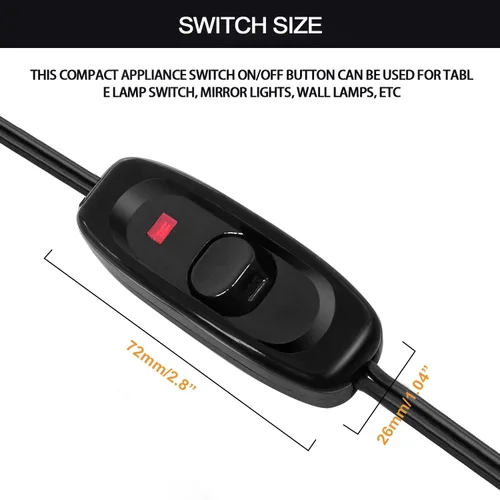 Vista 2 de mankk Interruptor de cable en línea para electrodomésticos, 250 V, CA, 10 A, interruptor en línea para lámpara de 18 AWG, bombilla negra